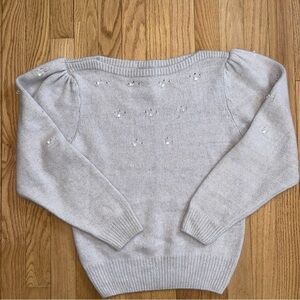 Luce’ Silk Blend Chic Light Gray Women's Sweater Bead Details